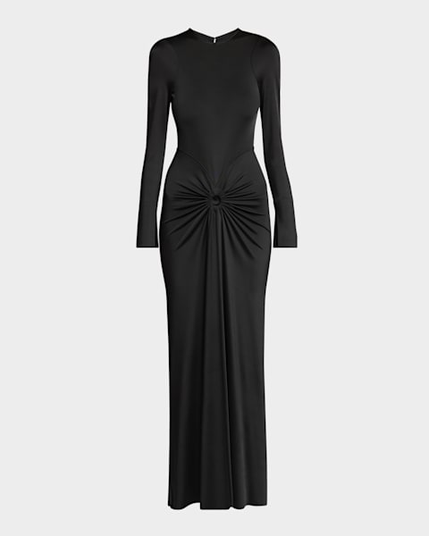 Giorgio Armani Plisse Jersey Gown with Beaded Hip Detail Giorgio Armani Plisse Jersey Gown with Beaded Hip Detail