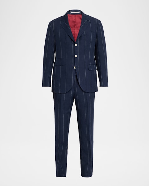 Brunello Cucinelli Men's Linen-Wool Solid Suit | Neiman Marcus