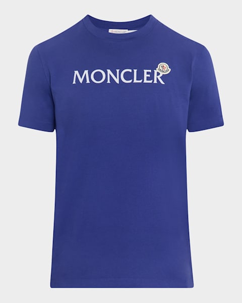 Tシャツ・カットソー MONCLER Men T-shirt Blue K10918C0002089AWA 742 Blue Logo T-Shirt - Moncler - Men | WE IN STYLE