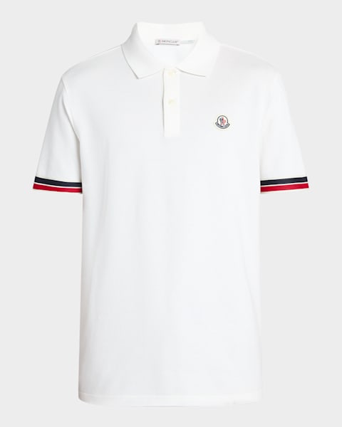 Moncler Men's Cotton Archive Logo Polo Shirt | Neiman Marcus