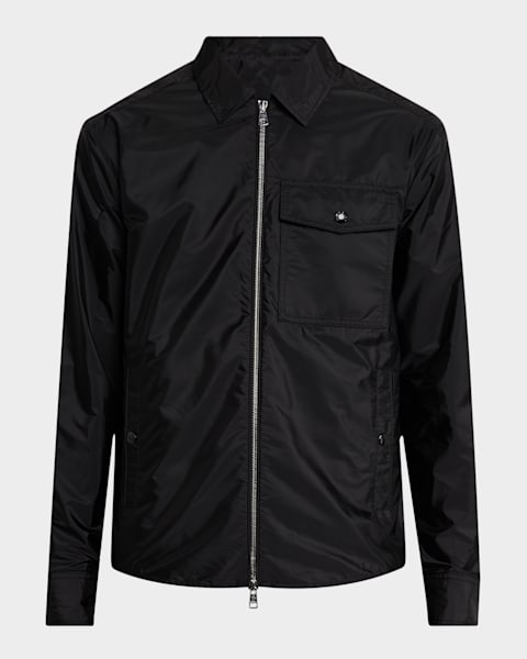Jil Sander Men's Boxy Nylon Zip Jacket | Neiman Marcus