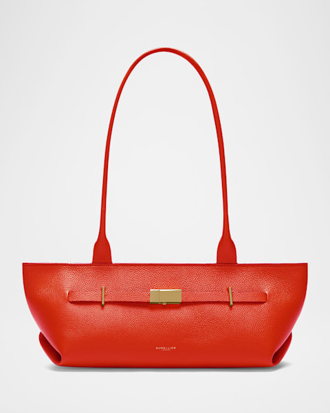 Midi New York Buckle Leather Tote Bag