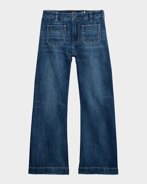 デニム・ジーパン POLO RALPH LAUREN Woman Jeans Denim 211890106 001 Ralph Lauren Childrenswear Girl's Sailor Wide-Leg Denim