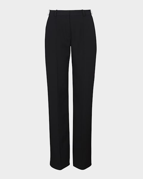 パンツ BALMAIN SS25 ZIPPED SATIN SLIM PANTS (EF0PM045ME54 EAP) Zipped slim-fit grain de poudre trousers black - Women | BALMAIN
