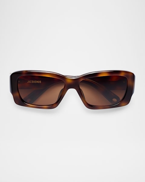 JACQUEMUS 長方形フレムサンクラス LESLUNETTESALTU MORG Jacquemus Les Lunettes Altu Orange Contrast Sunglasses