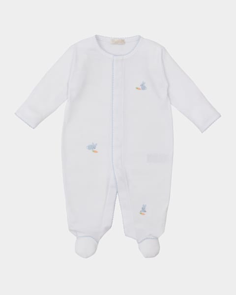 Kissy Kissy Footie with CLB Heart Smocking, White with Pink