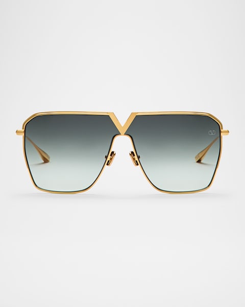 Valentino Garavani V-Stud Titanium Aviator Sunglasses