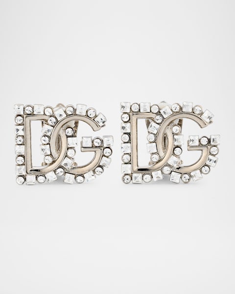 【送料&関税込】Dolce & Gabbana Dg Logo Hoop Earrings Hoop earrings with DG logo and colorful rhinestones in