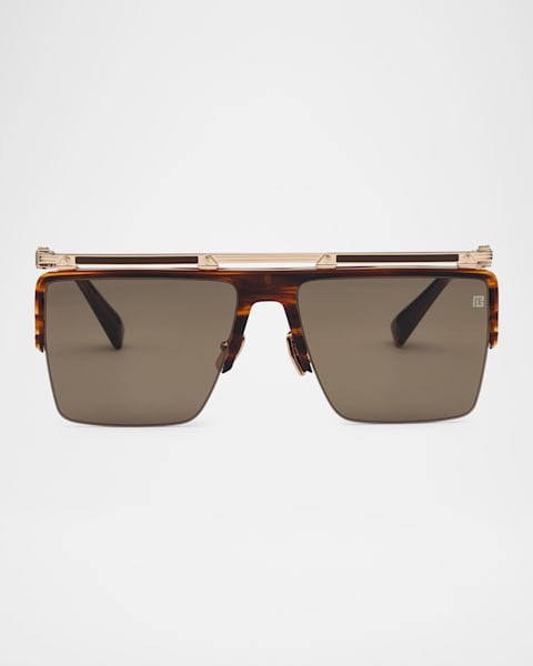 Balmain Le Masque Black Titanium & Acetate Shield Sunglasses