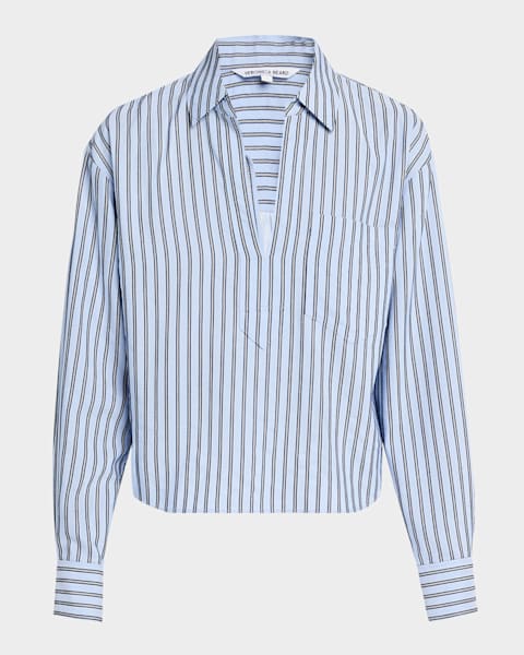 Giorgio Armani Striped Twist-Cutout Top | Neiman Marcus