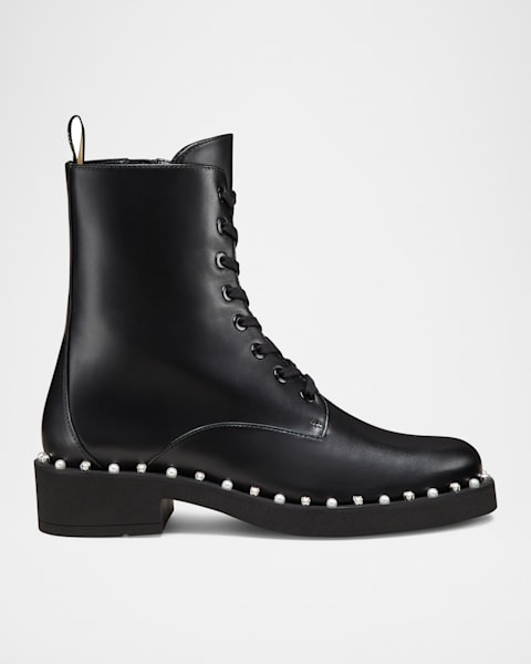 Stuart Weitzman Flareblock Leather Zip Ankle Booties