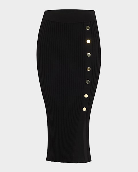 Emporio Armani Straight Stretch Cotton Midi Skirt | Neiman