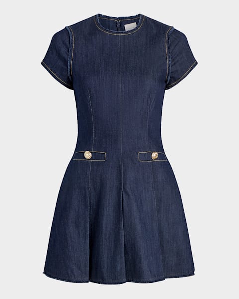 Cinq a Sept Zelda Belted Asymmetric Sleeveless Denim Midi