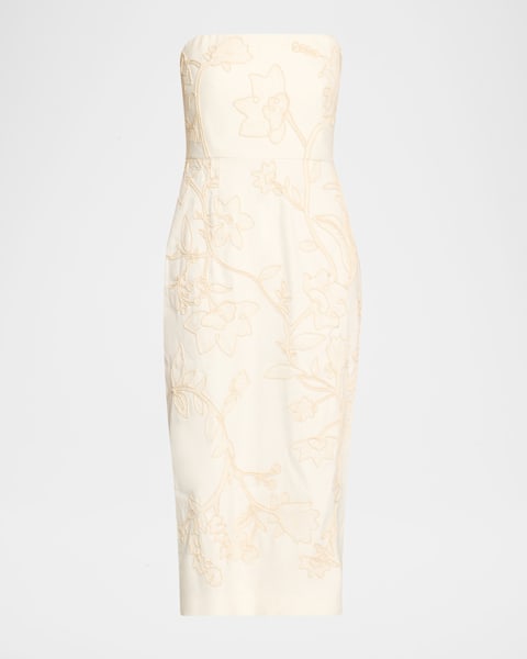 Veronica Beard Netia Strapless Embroidered Dress