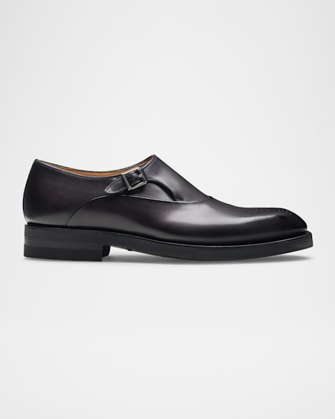 Prada Men's Saffiano Leather Monk Strap Loafers | Neiman Marcus