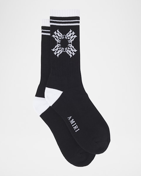 Men's Ribbed Logo Crew Socks