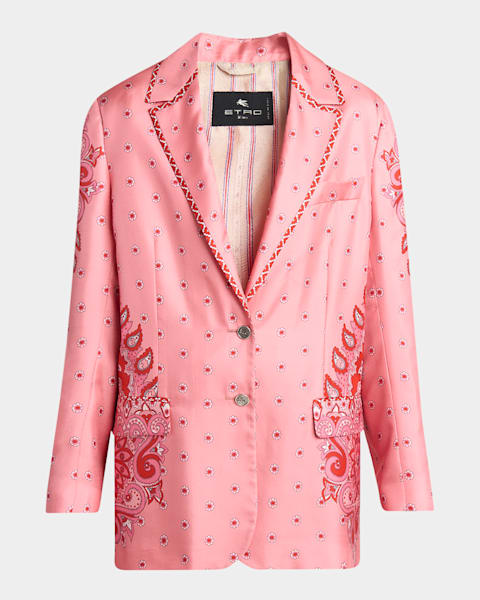 ETRO　ジャケット　レディース Etro Pink Paisley Jacquard Single-Breasted Jacket | Neiman