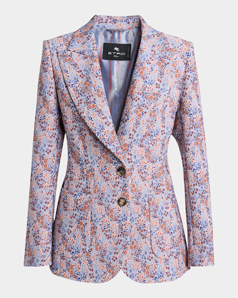Etro Pink Paisley Jacquard Single-Breasted Jacket | Neiman