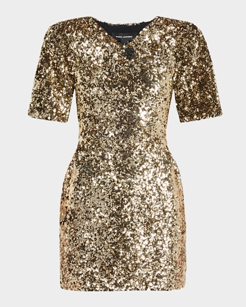 ワンピース Marc Jacobs Gold Mini Dress With Sequins Marc Jacobs sequin-embellished Mini Dress | Gold | FARFETCH AE