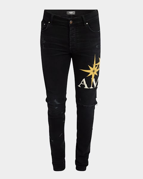 PURPLE Men's P001 Black Resin Skinny Jeans | Neiman Marcus