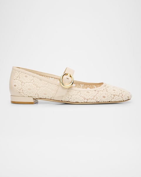 Stuart Weitzman Arabella Mesh Mary Jane Ballerina Flats