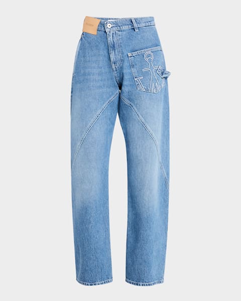JW Anderson Distressed Bucket Jeans | Neiman Marcus