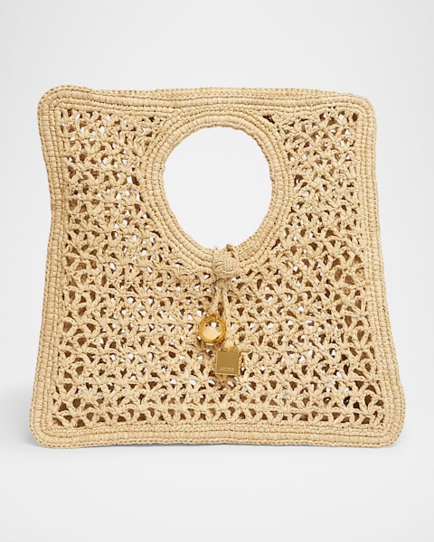 Paula's Ibiza Mini ロゴ ラフィア ショッパー Paula's Ibiza Mini logo raffia shopper in blue - Loewe