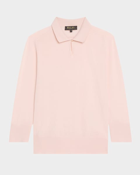 Prada Silk Knit Long-Sleeve Polo Shirt | Neiman Marcus
