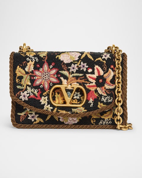 ＊VALENTINO＊フローラルエンブロイダリーラフィア ミディトート フローラルエンブロイダリー シンセティックラフィア ミディアム