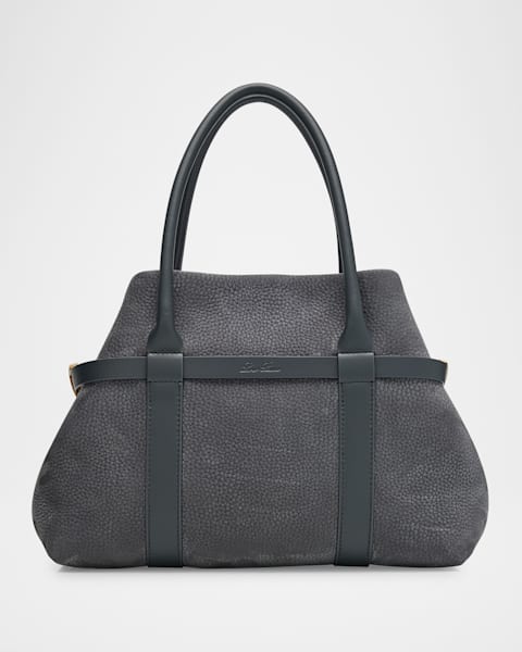 Loro Piana Ghiera Small Leather Shopper Tote Bag | Neiman Marcus