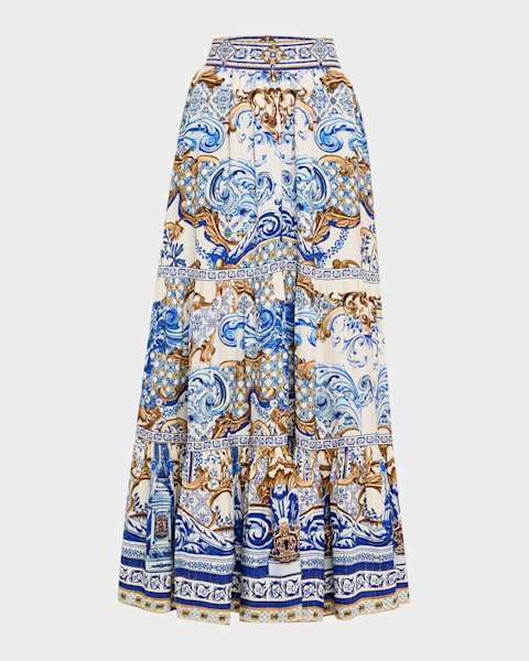 Dries Van Noten Salvix Velvet Burnout Maxi Skirt | Neiman Marcus