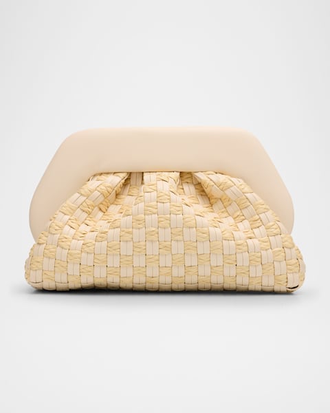 THEMOIRE Tia Micro Woven Vegan Fabric Clutch Bag | Neiman Marcus