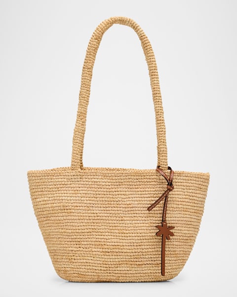 ショルダーバッグ・ポシェット MANEBI SS25 RAFFIA SHOULDER BAG (V8 9DP PEACH) Manebi Oaxaca Raffia Shoulder Bag | Neiman Marcus