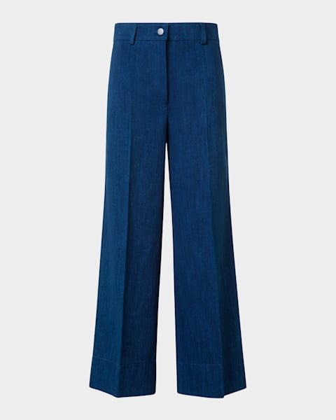 Versace Mid-Rise Stone Wash Denim Wide-Leg Pants | Neiman Marcus