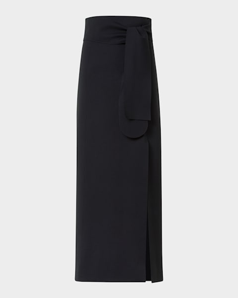 Saint Laurent High-Waist Satin Pencil Skirt | Neiman Marcus