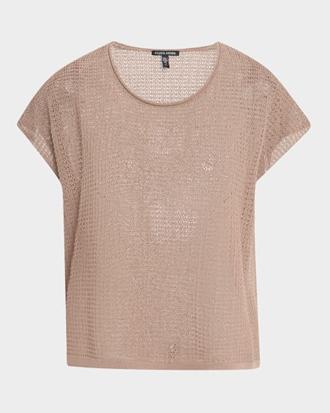 Brunello Cucinelli Short-Sleeve Cotton Springtime Net Knit