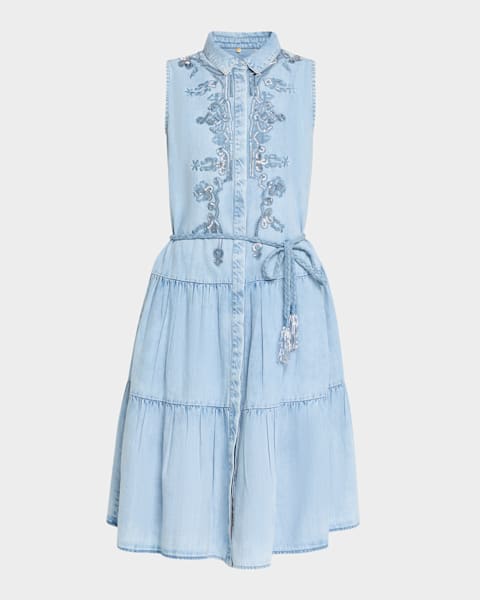 Alice+Olivia■Jem Denim Tiered Mini Dress■ドレス Alice and Olivia Alice and Oliva Jem Denim Tiered Mini Dress