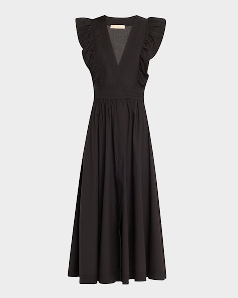 Vanessa Bruno Ezola Ruched Tie-Waist Midi Shirtdress