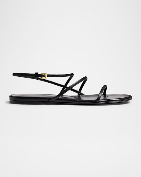 サンダル・ミュール KHAITE BLACK LEATHER LOOP KITTEN SANDALS KHAITE Loop leather sandals | NET-A-PORTER