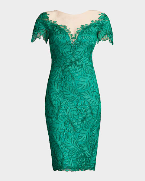 Robe Tadashi Shoji – Dentelle & Détail Côté – Ivoire Floral – Taille 16 – Neuf