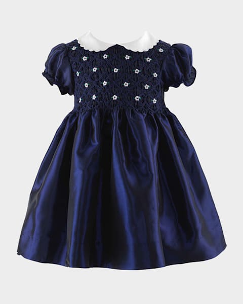 Girl's Pleated Dress W/ Plaid-Print Bow, Size 3T-12