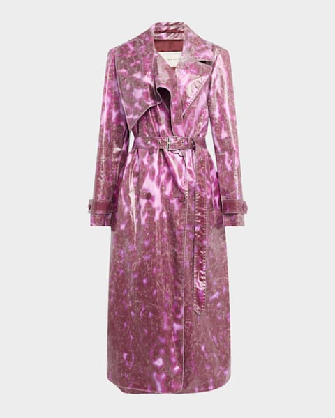 Dries Van Noten Risto Abstract-Print Belted Trench Coat