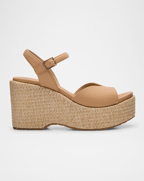 Balmain Alex Monogram Ankle-Tie Wedge Espadrilles | Neiman