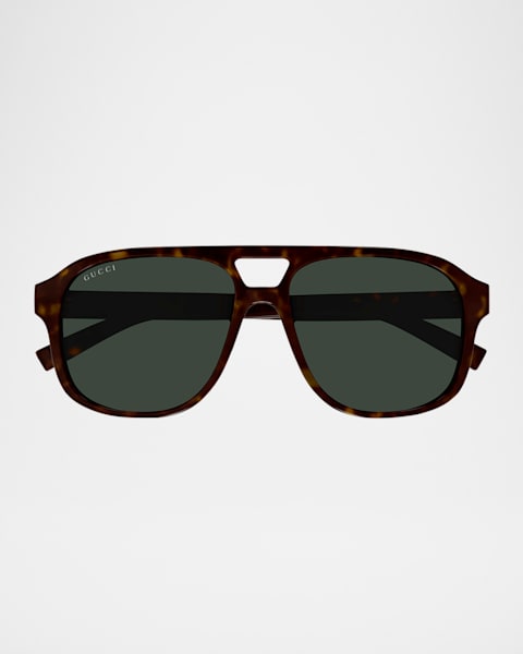サングラス Gucci Sunglasses GG1310S 001 Double Bridge Gucci Men's Double-Bridge Metal Aviator Sunglasses | Neiman