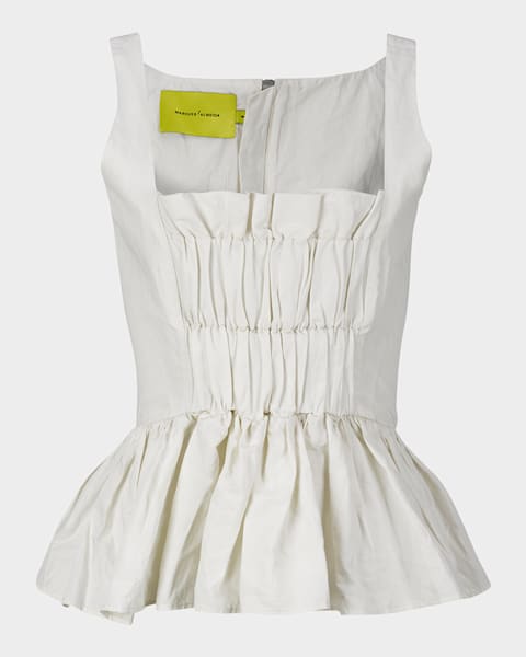 Pijao Pleated & Beaded Peplum Top