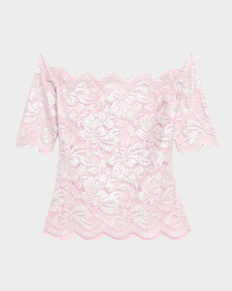 L'Agence Odelia Paisley Lace Cropped Button-Front Blouse | Neiman Marcus