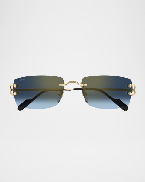 Cartier Men's CT0551S-009 Metal Round Sunglasses | Neiman Marcus