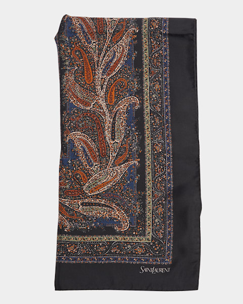 【新品】 YvessaintLauren YSL scarf スカーフ　silk Yves Saint Laurent Vintage Silk Scarf イヴ・サンローラン