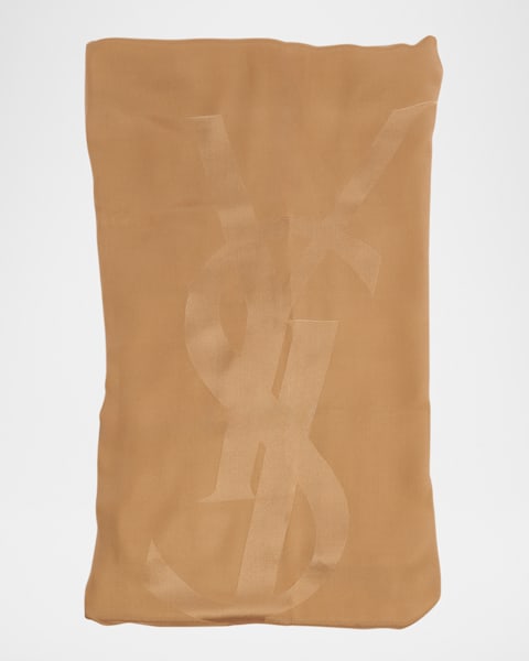 Saint Laurent Embroidered Logo Fringe Cashmere Scarf