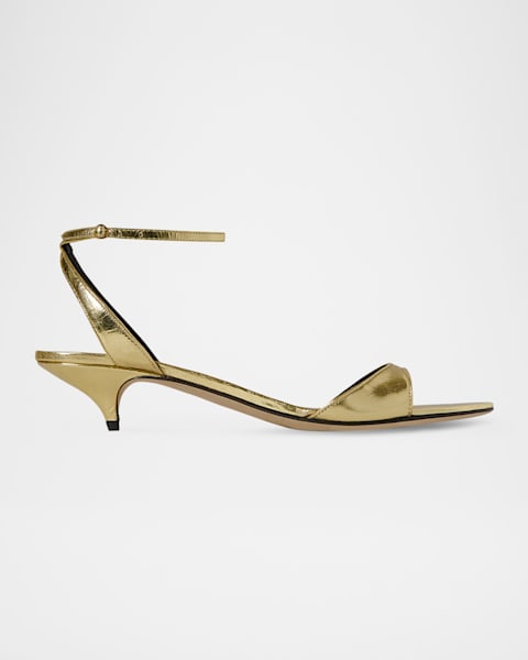 THE ROW Silk Kitten-Heel Slide Sandals | Neiman Marcus
